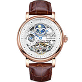 Open-Work Leather-Strap Automatic Watch — 43 mm