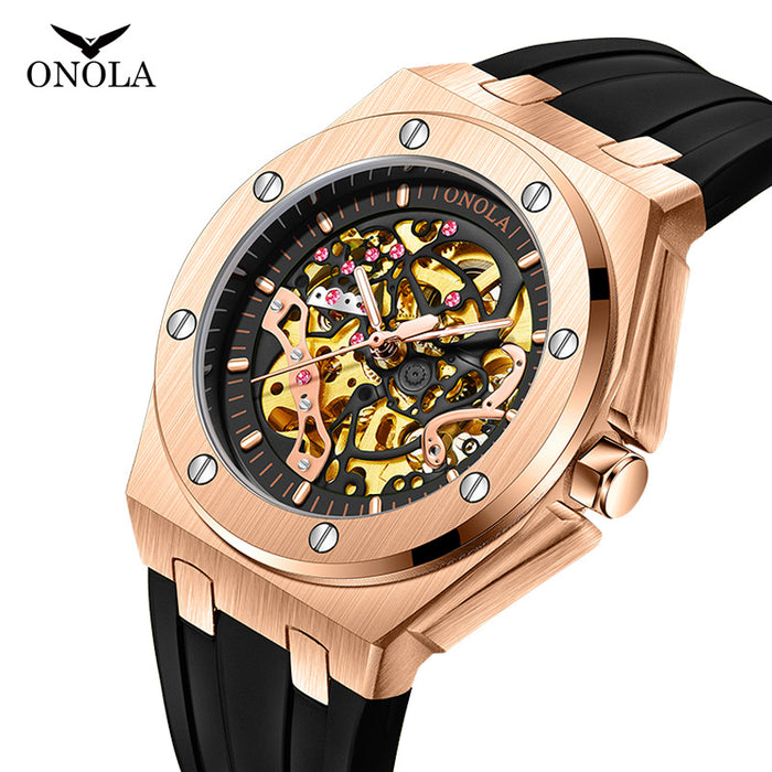 ONOLA Silicone-Strap Automatic Watch