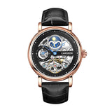 Open-Work Leather-Strap Automatic Watch — 43 mm